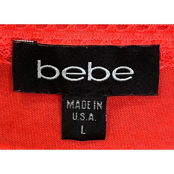 Y2k Bebe T-Shirt Womens L Red Striped Rhinestone Summer Bling Party Festive - Picture 7 of 11